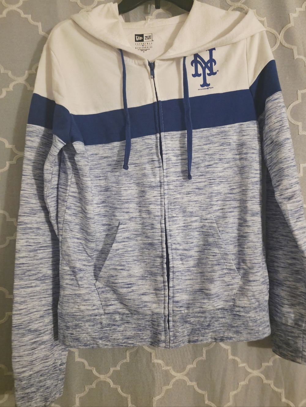 New Era New York Mets Blue & White Full-Zip Hoodie
